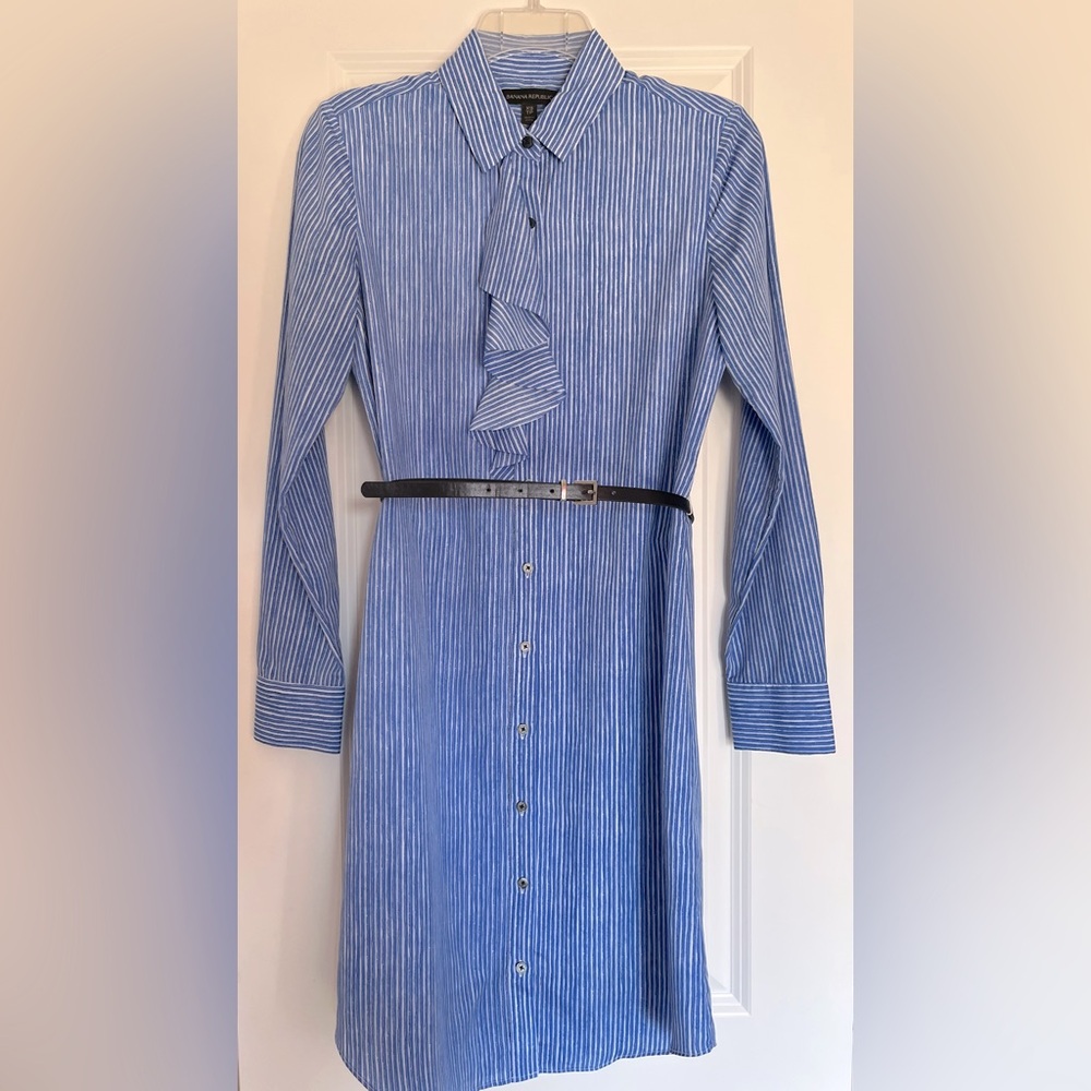 Banana Republic Blue Striped Long Sleeve Dress - XS
